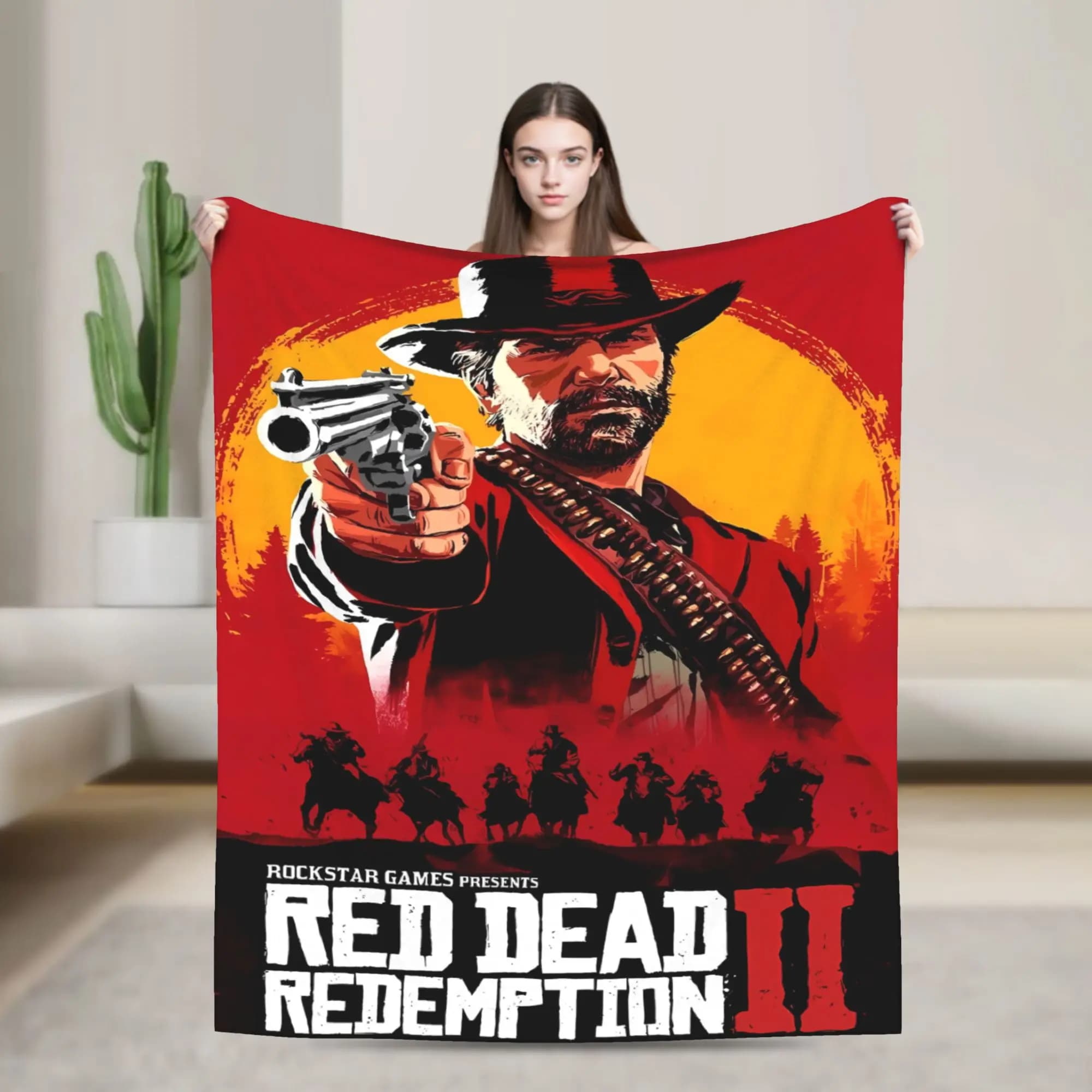 Red Dead Redemption 2 Coperta calda e morbida Studenti Biancheria da letto in peluche Modello Divano Sedia Copriletto in flanella Copridivano