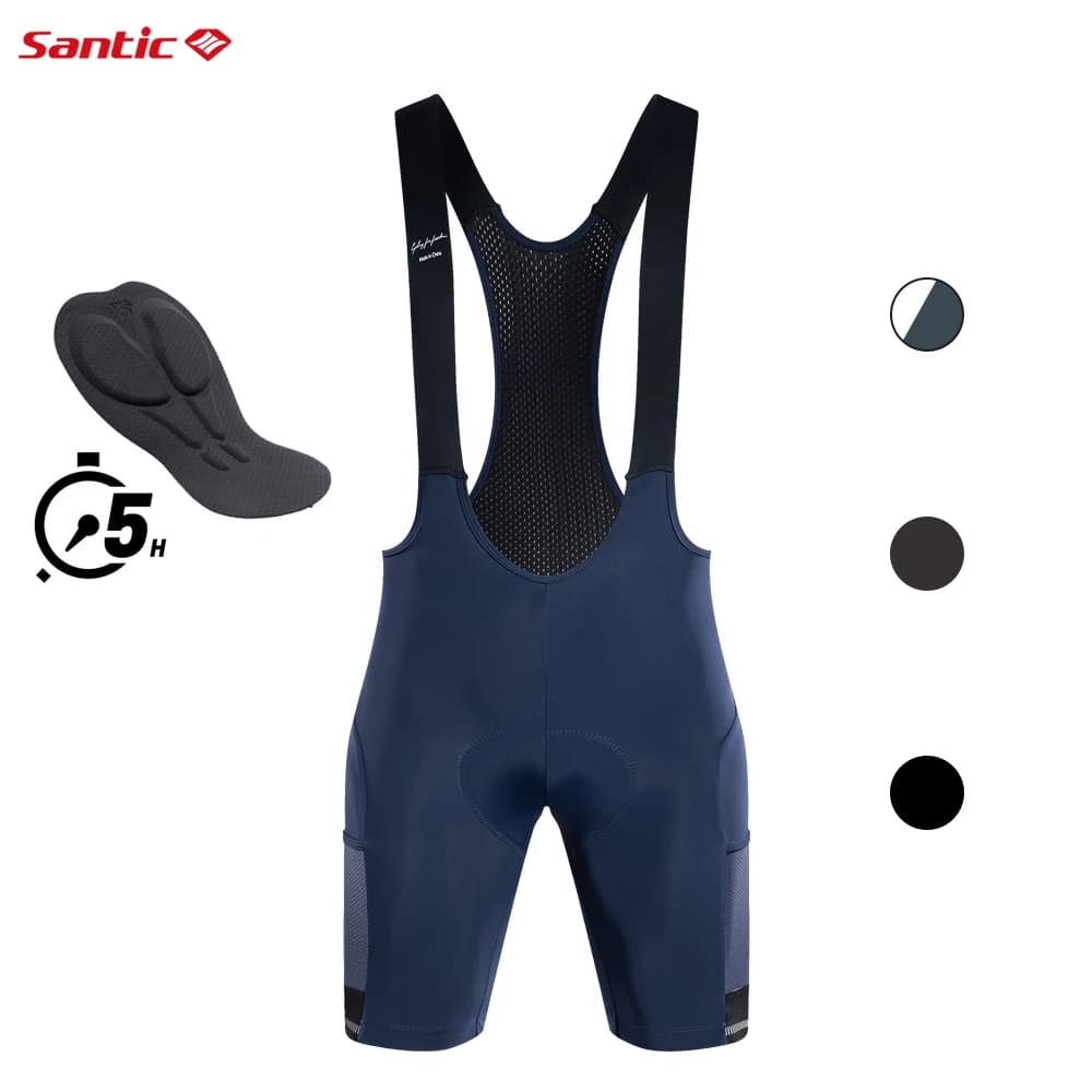 Men's cycling shorts Santic with short pockets with breathable cycling straps padded 4D MTB by road with bottom WM24C05176