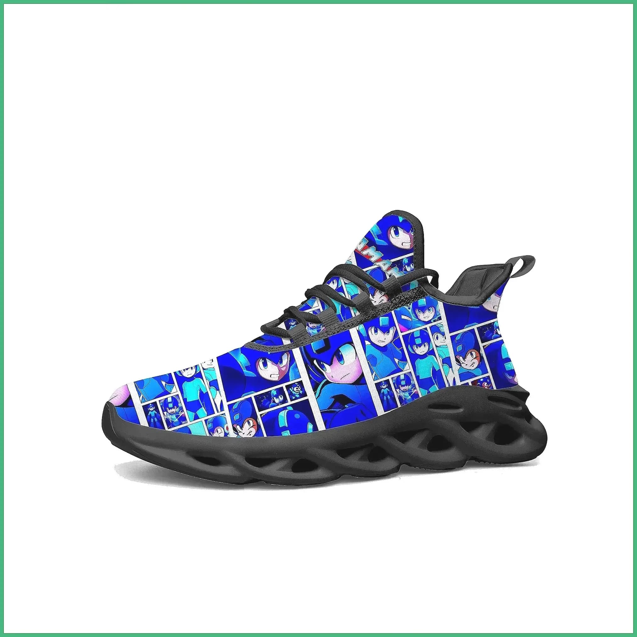 Sneakers Sportive Mega Man Cartoon Game, Scarpe da Corsa Unisex con Design Personalizzato del Laccio
