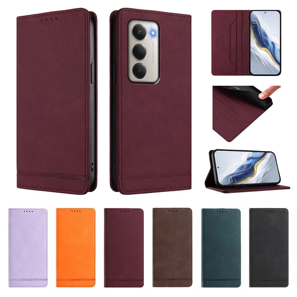 Custodia Magnetica a Libro in Pelle Anti-RFID per Xiaomi Poco C71 C65 C61 C40 X6 F6 M6 Redmi 13C 12C 10C 10A K80 K70 Turbo 4