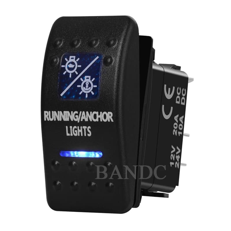 Blue Led Running/Anchor Light interruttore a bilanciere luce di navigazione 7 Pin ON-OFF-ON interruttore a levetta a 3 vie per la pesca del pontone marino della barca