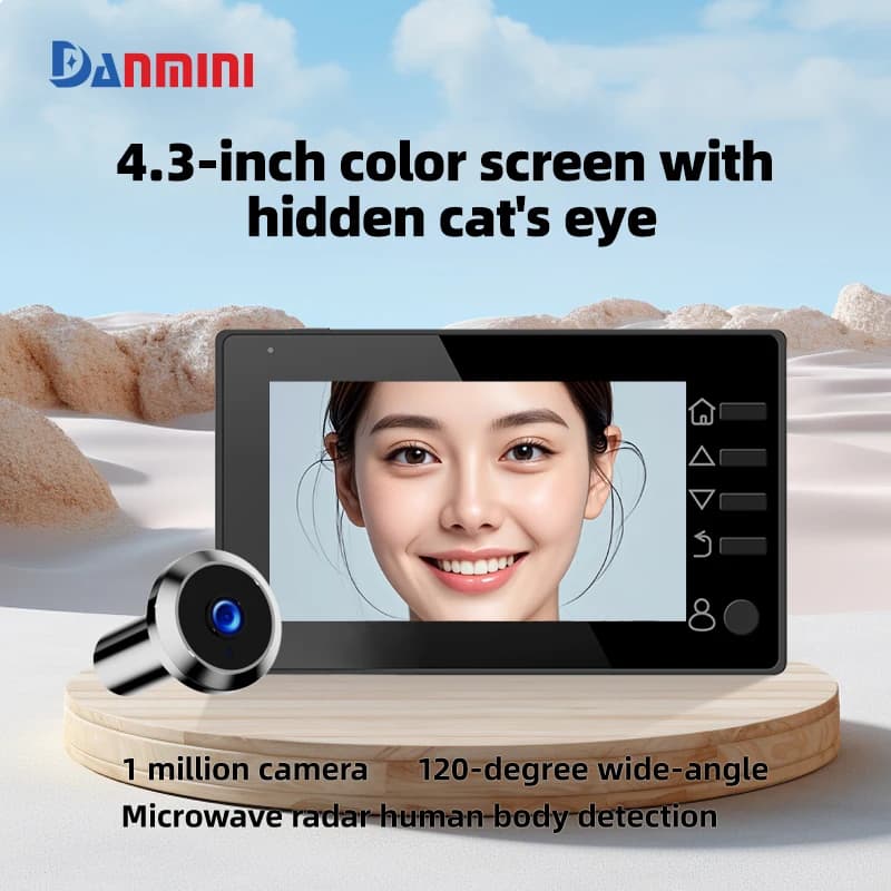 Danmini 4.3'' Spioncino Elettrico 1MP 120 ° Telecamera di sicurezza grandangolare Fotografia Digitale Cat Eye Campanello Visione notturna Spioncino per porta