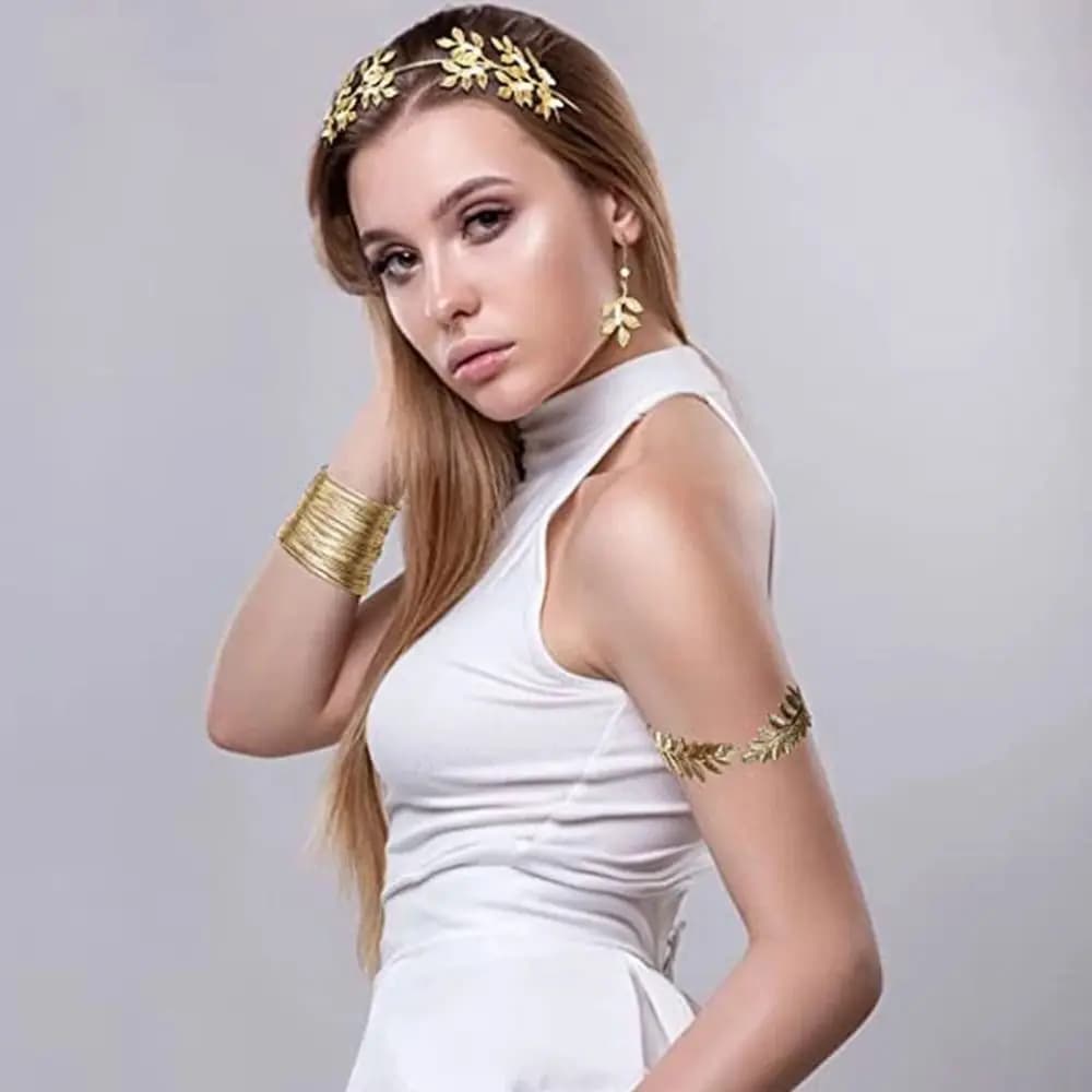Set di gioielli da sposa da donna barocchi Orecchini da sposa in oro Set di gioielli per capelli della dea greca Collana con copricapo Set di gioielli con strass