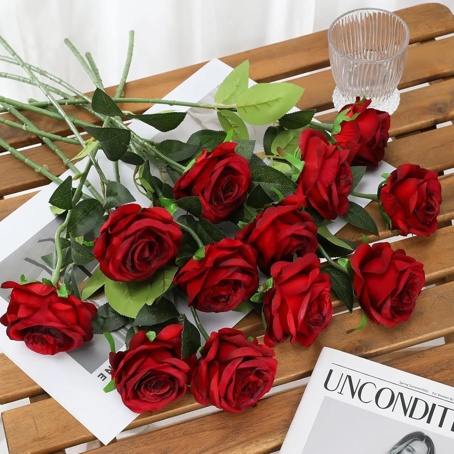 1/3/5 Pezzi Rose Artificiali, Rami di Fiori di Rosa Artificiali, Rose Rosse Realistiche Finte per Matrimoni e Decorazioni Domestiche