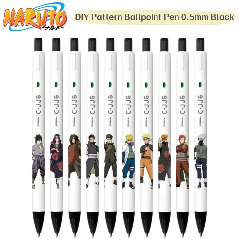 Naruto Cartoon Anime DIY Stickers,Iridescent Neutral Pen,Naruto White Click-Action Black Pen Brush,Large Capacity for Students