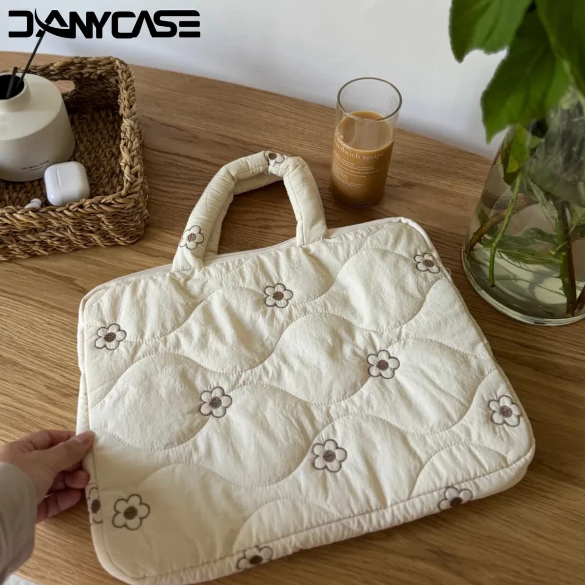 Borsa per laptop da 13 pollici con trapuntatura floreale, nuova, per MacBook Air M4, notebook HP, Lenovo, Samsung, borsa morbida per tablet, accessori.