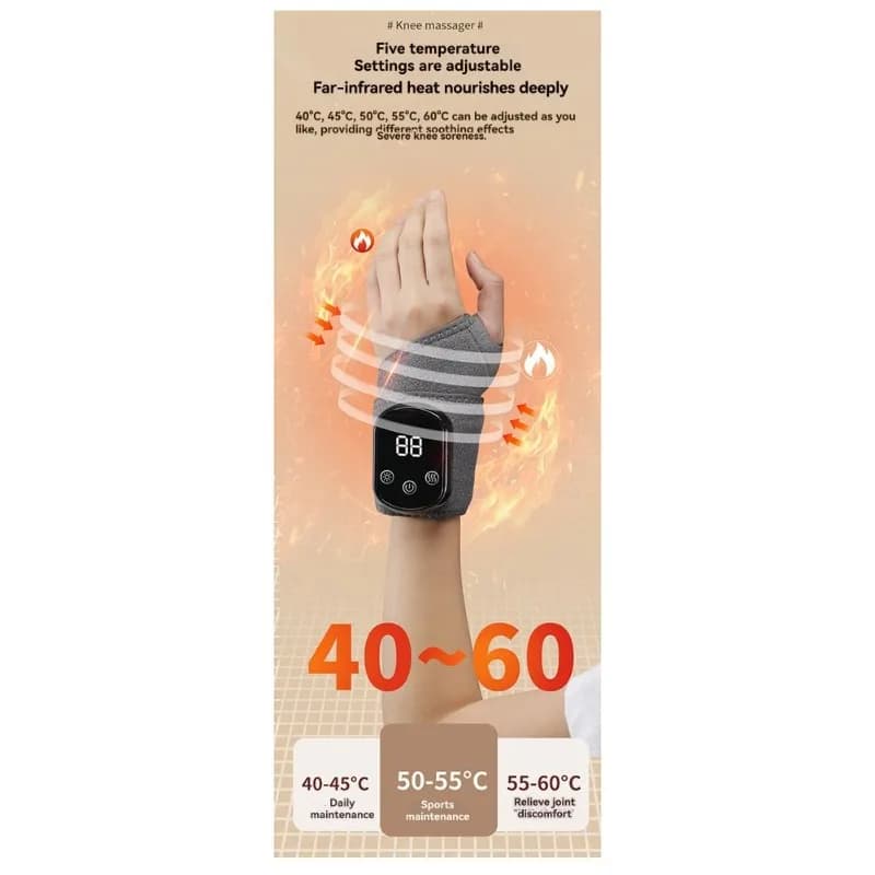 【SPECIALE】Fascia Protettiva per Polso Elettrica Ricaricabile con Riscaldamento e Massaggio a Vibrazione, 5 Livelli di Compressione Calda