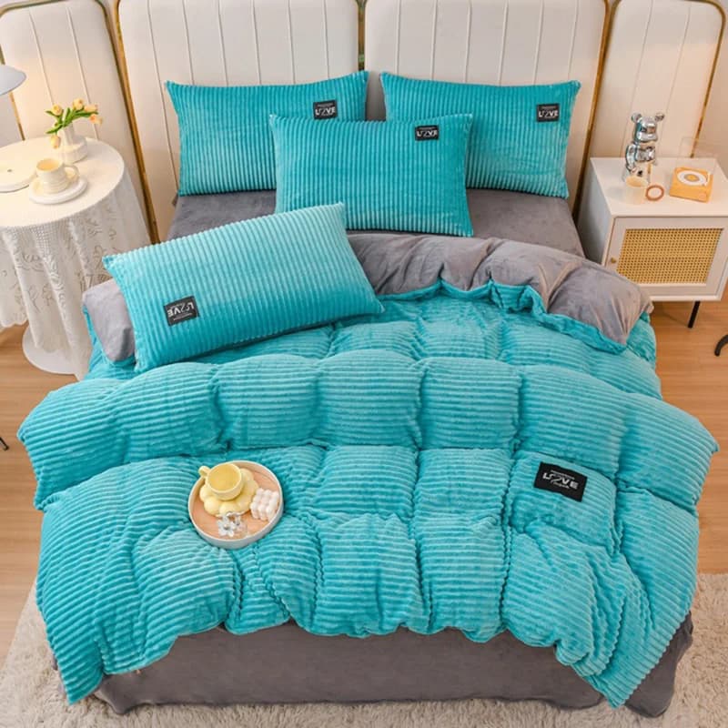 Cover 3 pieces Winter warm bed linen set Double king Twin queen size bed thick Flano Coral Fleece with pillowcase