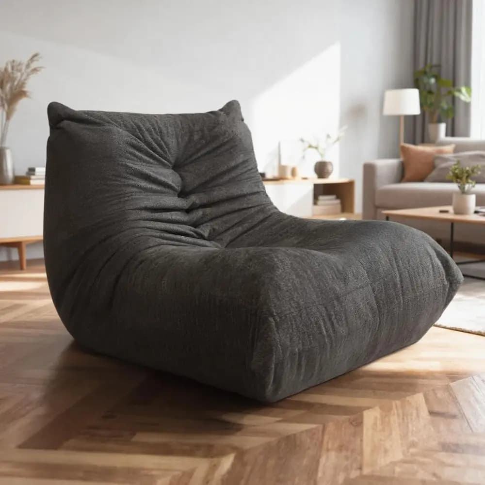Poltrona Sacco Oversize di Lusso per Leggere, Giocare o Rilassarsi in Soggiorno o Camera da Letto, Nero Onice