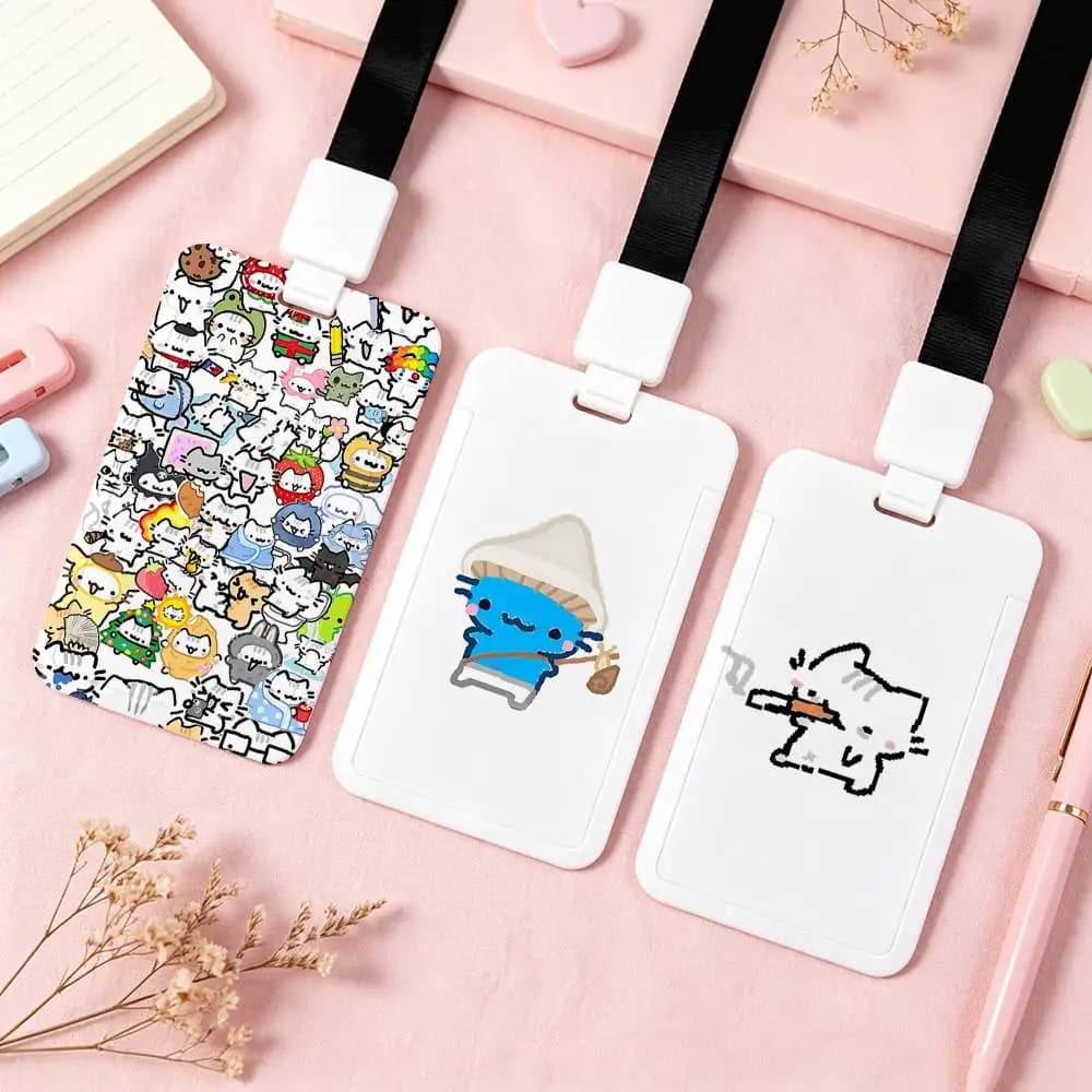 Cute B-Basiilleaf CAT NFC Contactless Sliding Card Sleeve For Student Cards, Bus Cards, ID Cards, And Work Permits