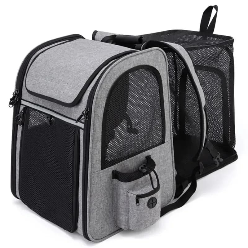 Pet Carrier Trolley Bag - Foldable, Backpackable, and Wheeled - Breathable, Large Capacity Convertible Shoulder Export