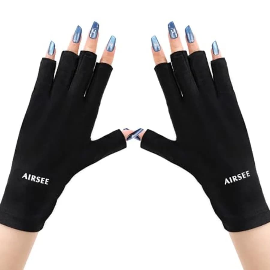 UV Gloves for Nail Lamp, Professional UPF50+ UV Protection Gloves for Manicures Nail Art, Fingerless Gloves That Shield Skin fr