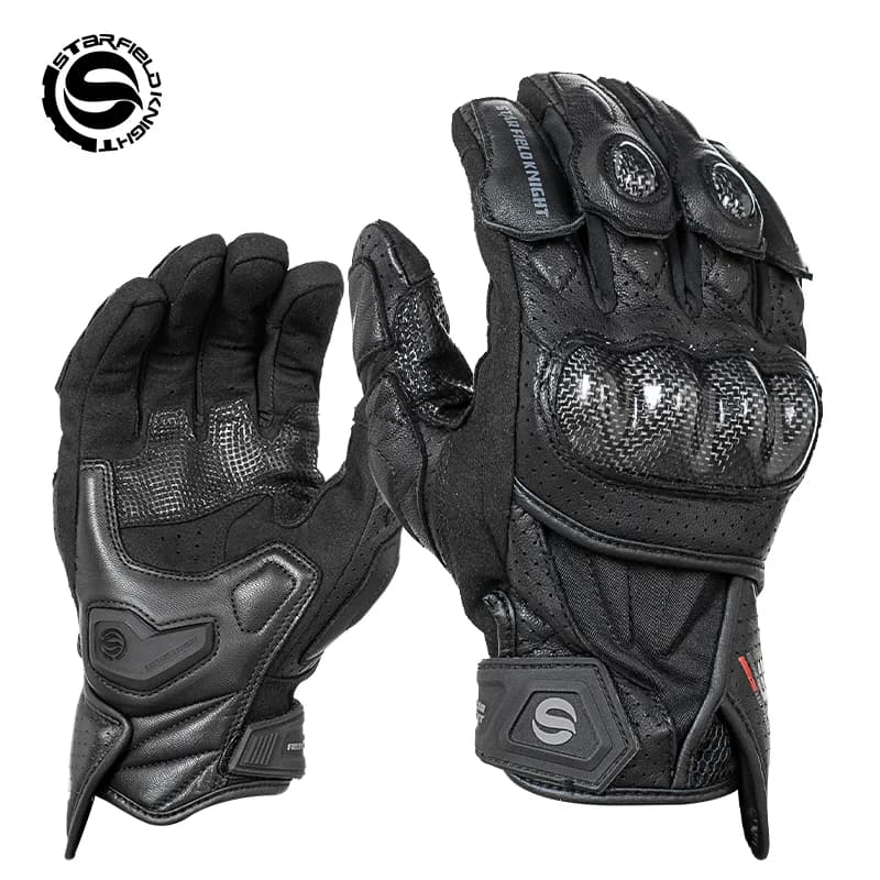 SFK Balck Motorcycle Gloves Carbon Fiber Riding Protection 2026 New Summer Breathable Real Goat Leather Non-slip Wear-resistant