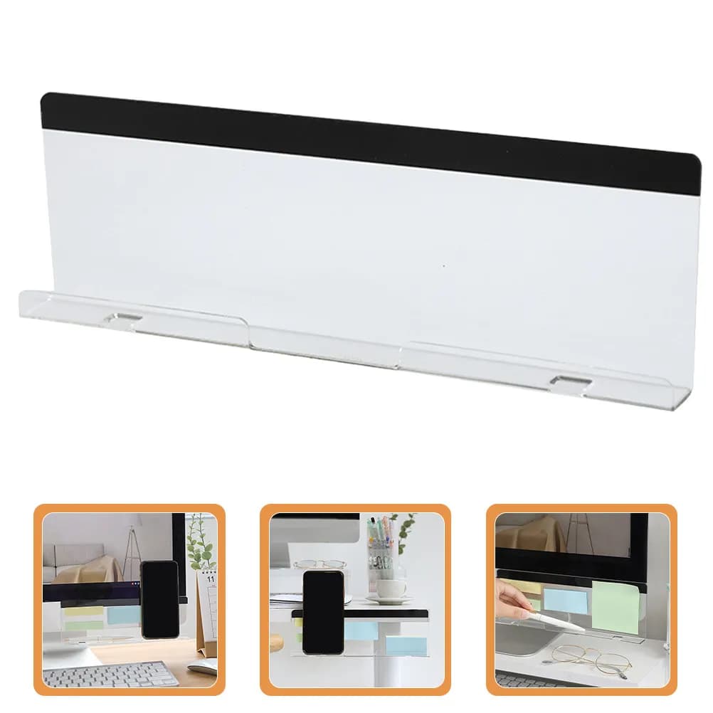 Monitor Memo Board Screen Bottom Adhesive Message Holder Phone Stand Computer Office Reminder Board Clear Notes