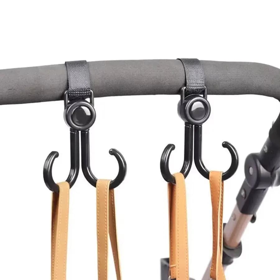 Doppio gancio portante Robusto e durevole Elementi di fissaggio a gancio e anello regolabili con rotazione a 360 gradi Accessori per passeggino