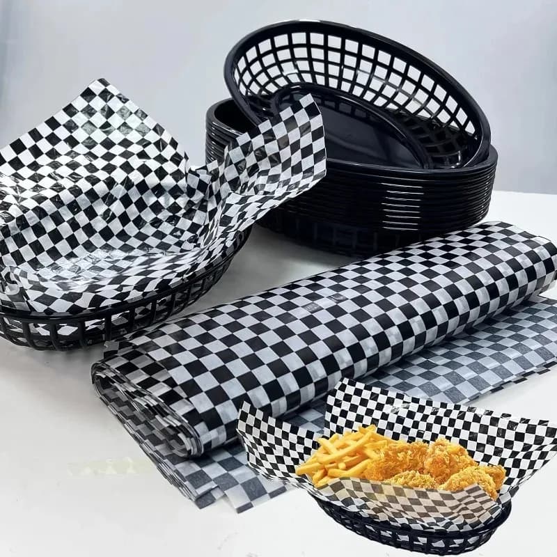 Food Service Cestini per fast food 100 fogli Cera Deli Carta Riutilizzabile Ovale Cesto di frutta in plastica Porta patatine fritte Cestino Ristorante Snack