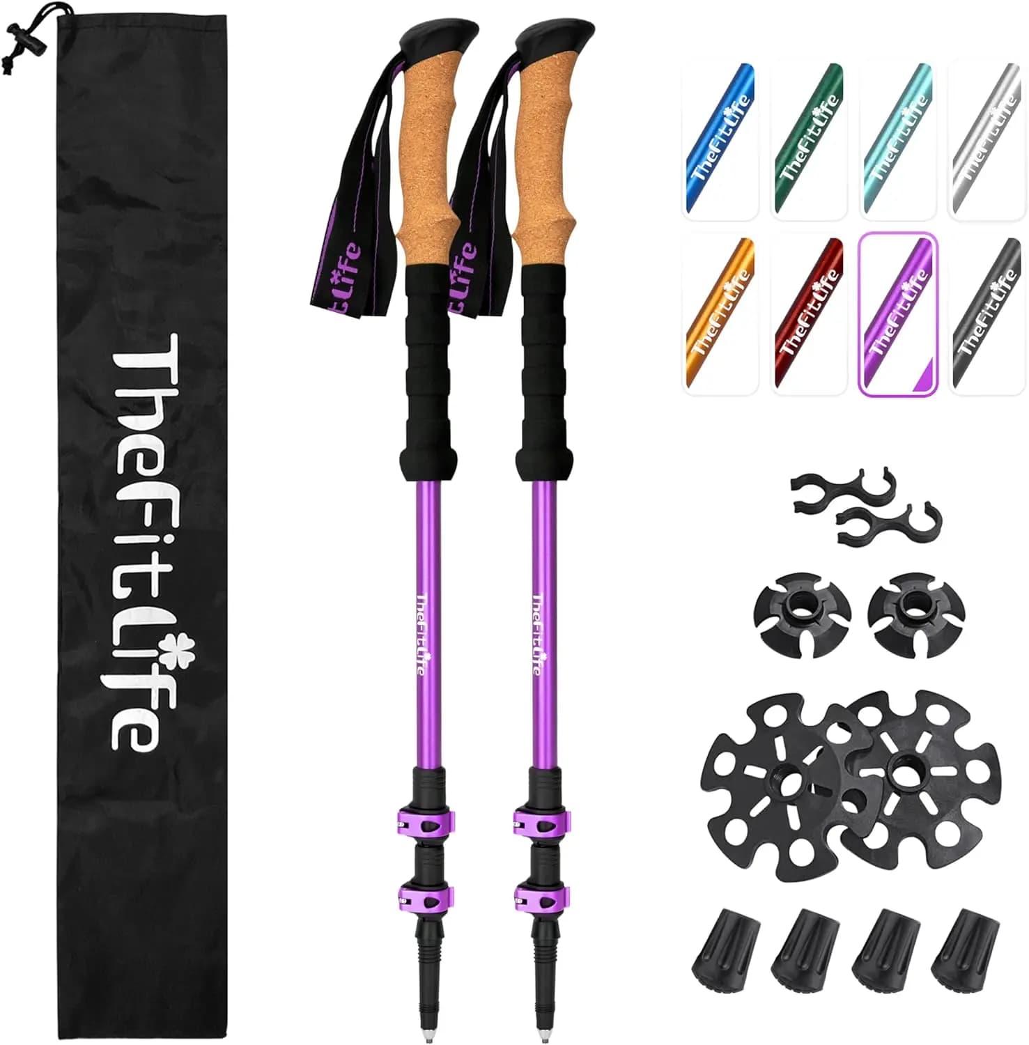 Lightweight and Adjustable Trekking Sticks with Hike Grips for Hiking, Walking, Camping and Backpacking