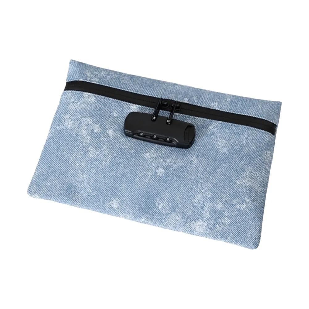 Borsa Portavalori Trasparente con Lucchetto Combinato, Custodia Impermeabile Portatile con Chiusura a Zip, Borsa di Sicurezza per Documenti, Viaggi e Campeggio