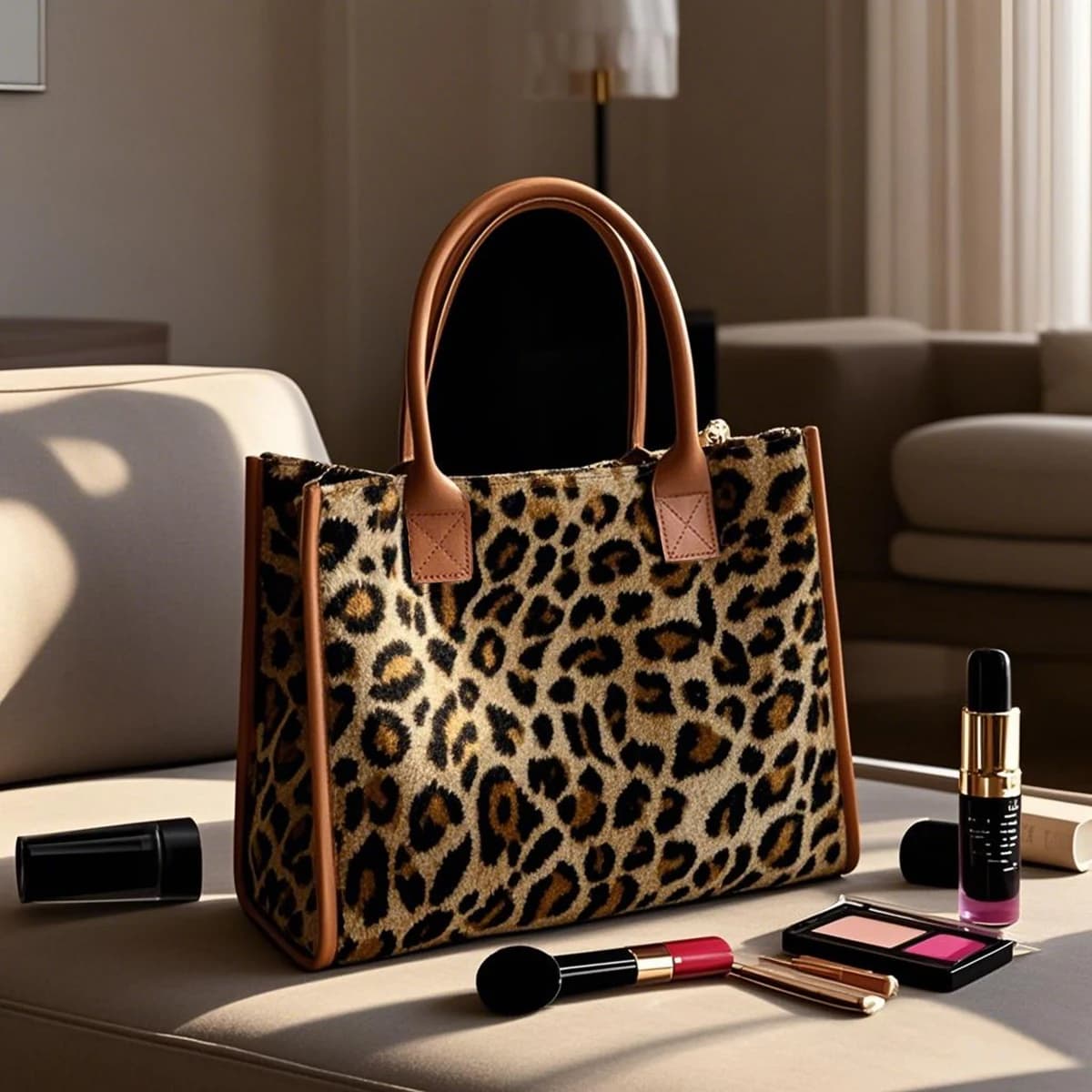 Yellow bottom leopard print fashion autumn and winter all fashion plush female Tote bag shoulder bag exquisite handbag a pack