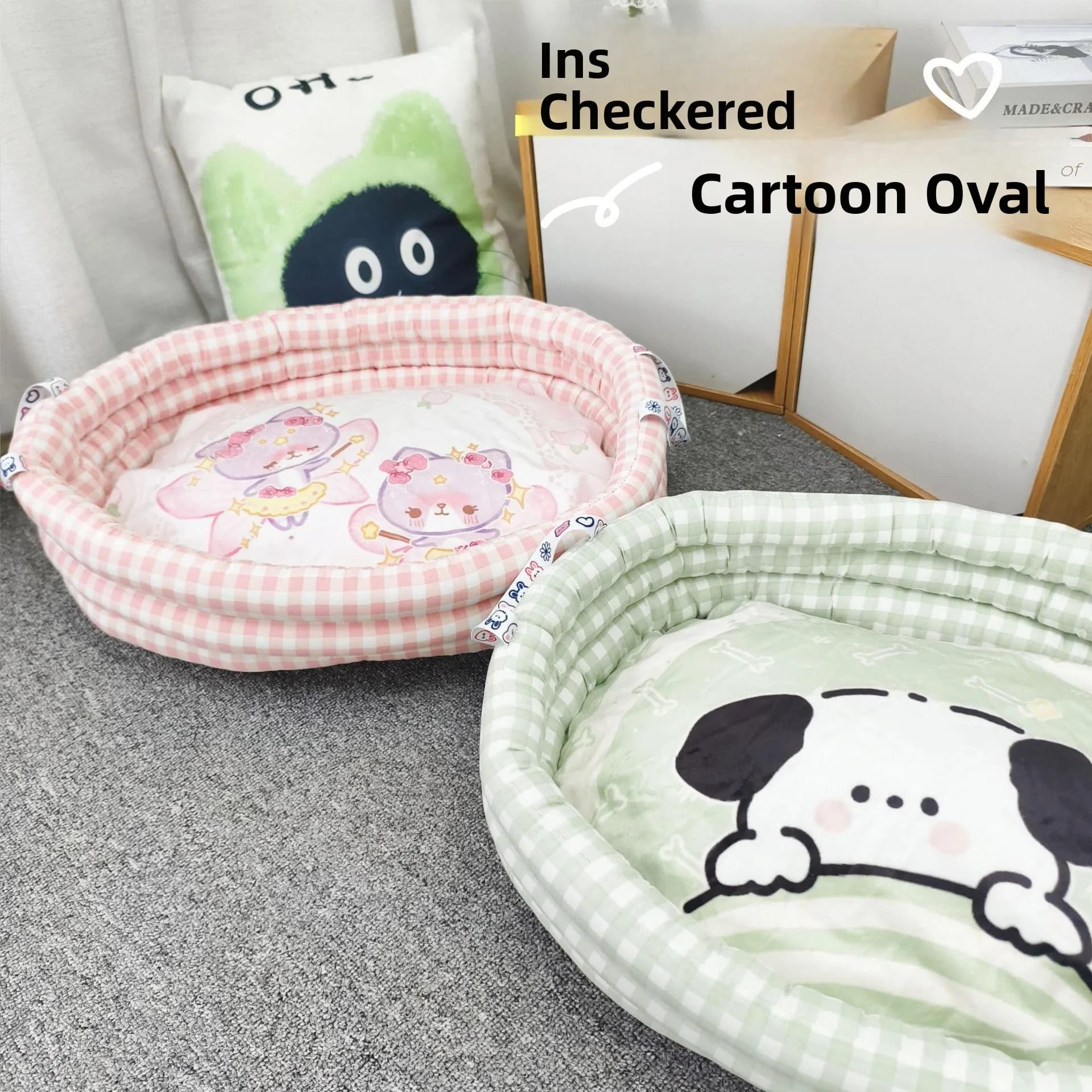 Cuccia per Animali Domestici Stile Ins, Cuccia per Cani a Forma di Cartone Animato, Nido Semichiuso in Cotone Caldo, Universale per Tutte le Stagioni, Utilizzabile in Inverno