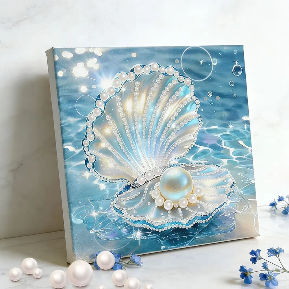 HUACAN Kit Pittura Diamante 5D Paesaggio Marino con Perle e Diamanti, Decorazione Casa, Strass, Fai da Te, Scenografia Spiaggia, Regalo