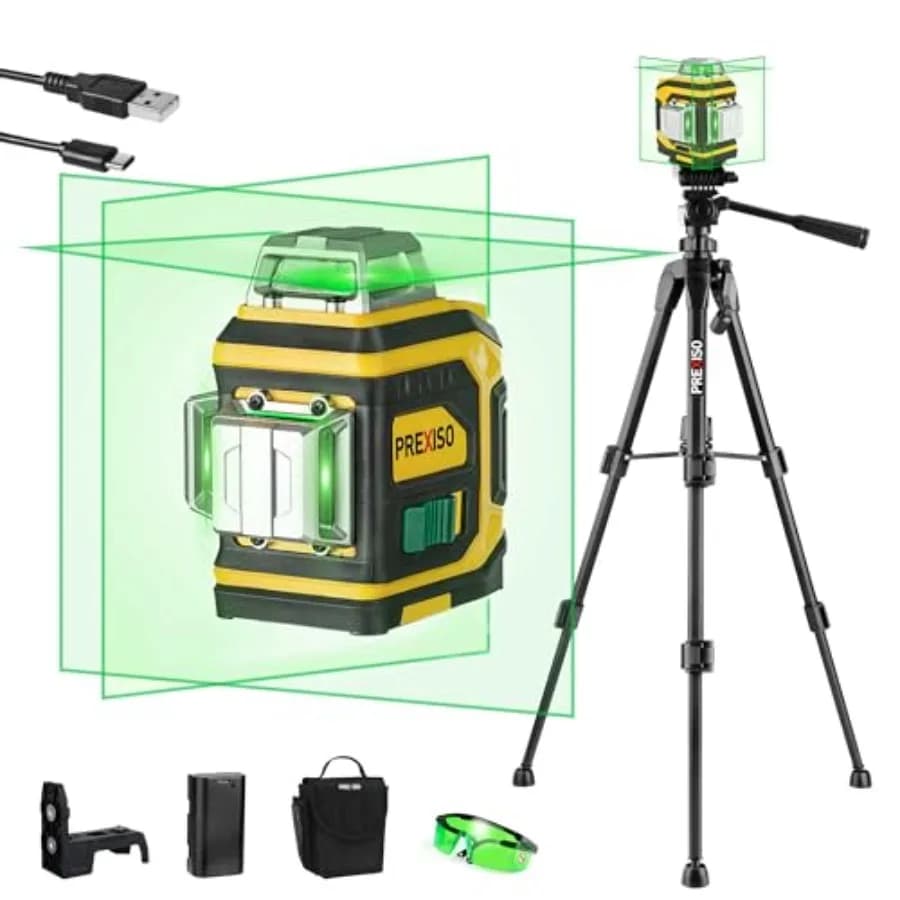 Livella Laser Verde Ricaricabile a 360° con Autolivellamento e Base Magnetica per Costruzioni, Piastrelle e Ristrutturazioni - Alta Precisione