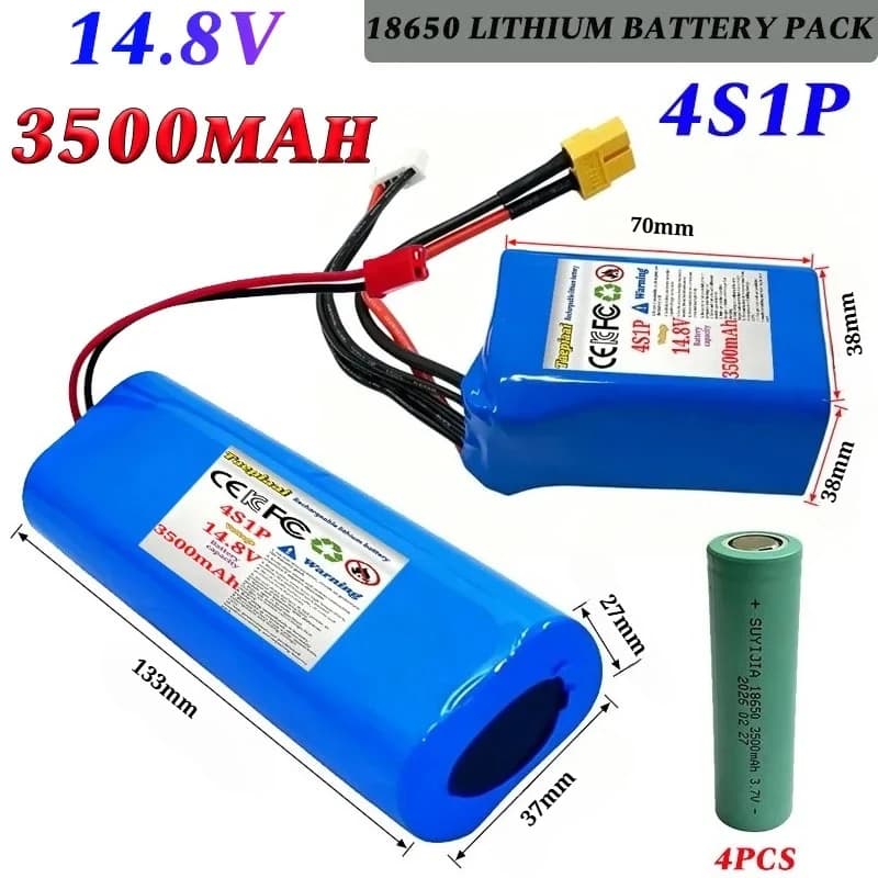 4S1P 14.8V 3500mAh 18650 Li-ion Rechargeable Battery Pack For XiaoMi Massage Gun, Notebook, Massager, Vacuum Cleaner Battery