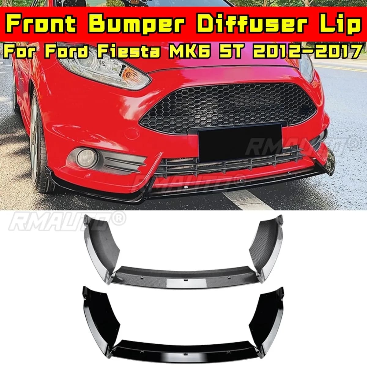 For Ford Fiesta MK6 ST 2012-2017 Body Kit Front Bumper Diffuser Front Bumper Splitter Guard Apron Lip Cover Car Accessories