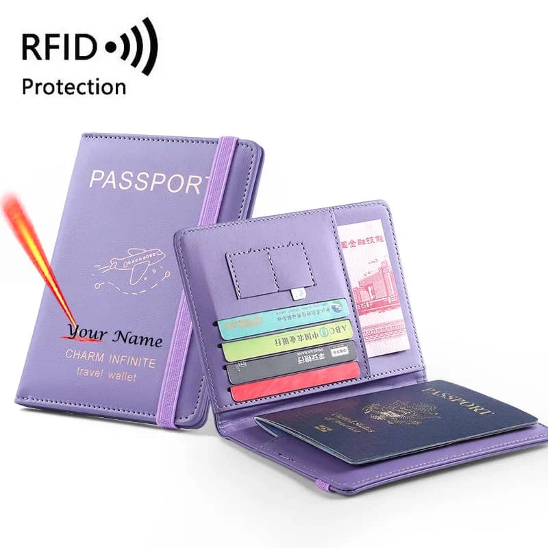 Rfid custom Airplane Passport Cover con nomi elastici portafoglio da viaggio funzionale passaporto