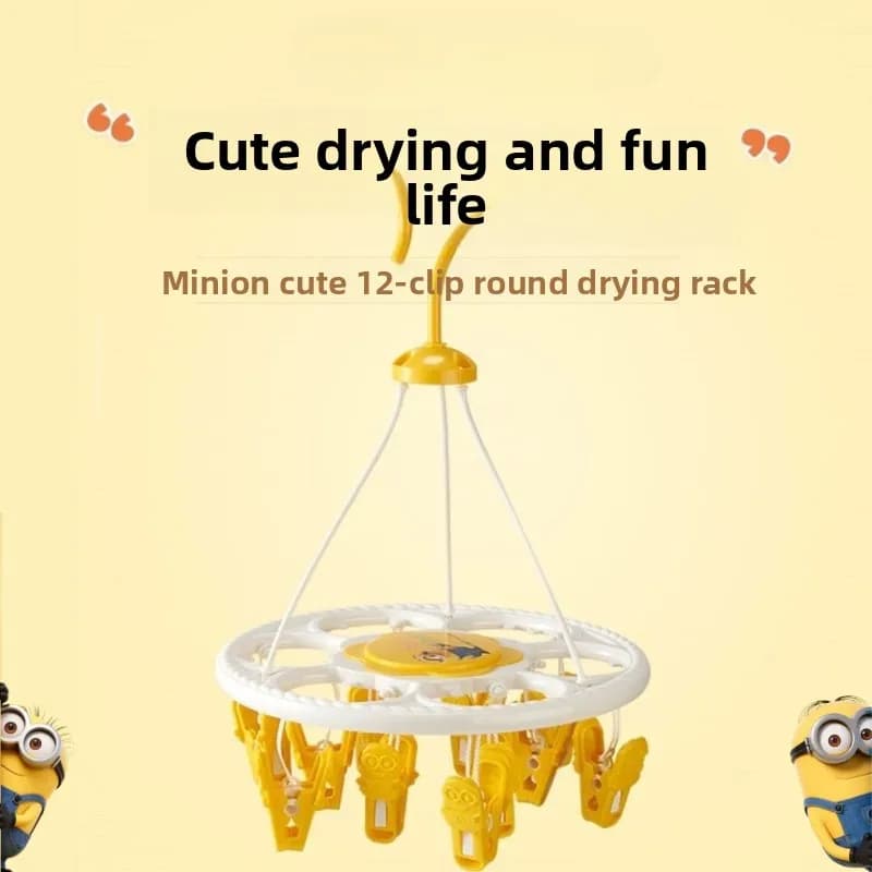 Minions cartoon cute round clothes hanger kawaii underwear socks multifunctional drying clips anime merchandise wholesale