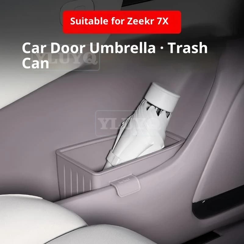 ZEEKR 7X Pattumiera per auto, Scatola portaoggetti per ombrellone per portiera dell'auto, Scatola portaoggetti impermeabile in silicone, Parti di modifica degli accessori per auto