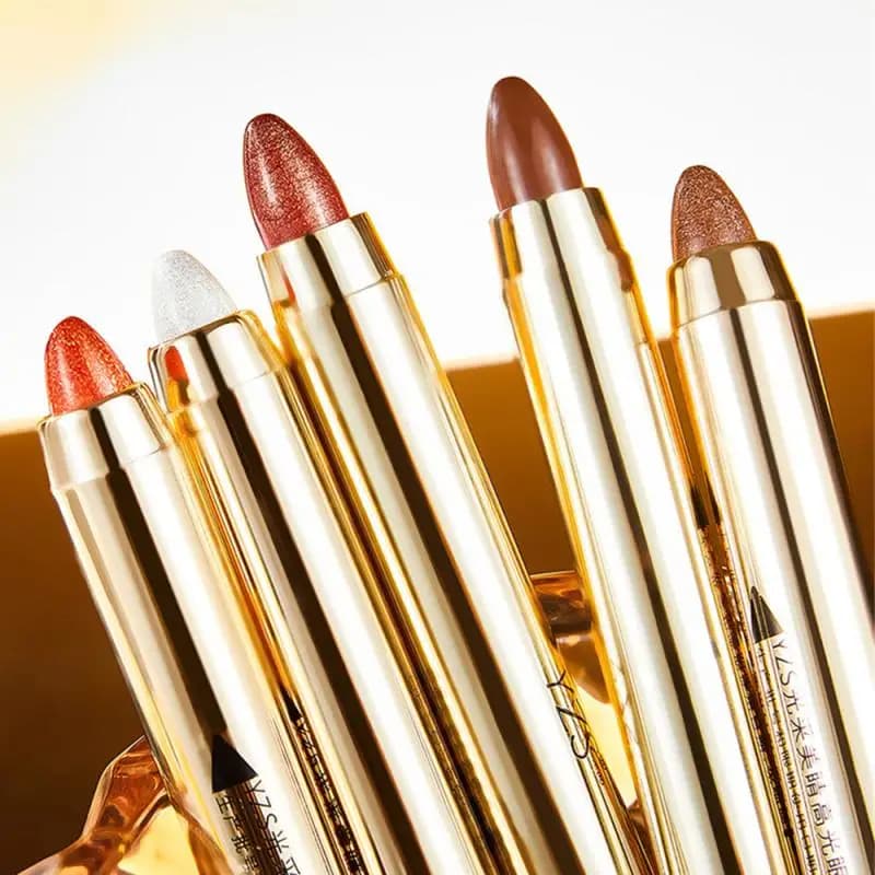 5 Colors Double Ended Eye Shadow Stick with Pearly Sponge Brush Lasting Eyeshadow Pen Contouring Cosmetics For Portable Makeup