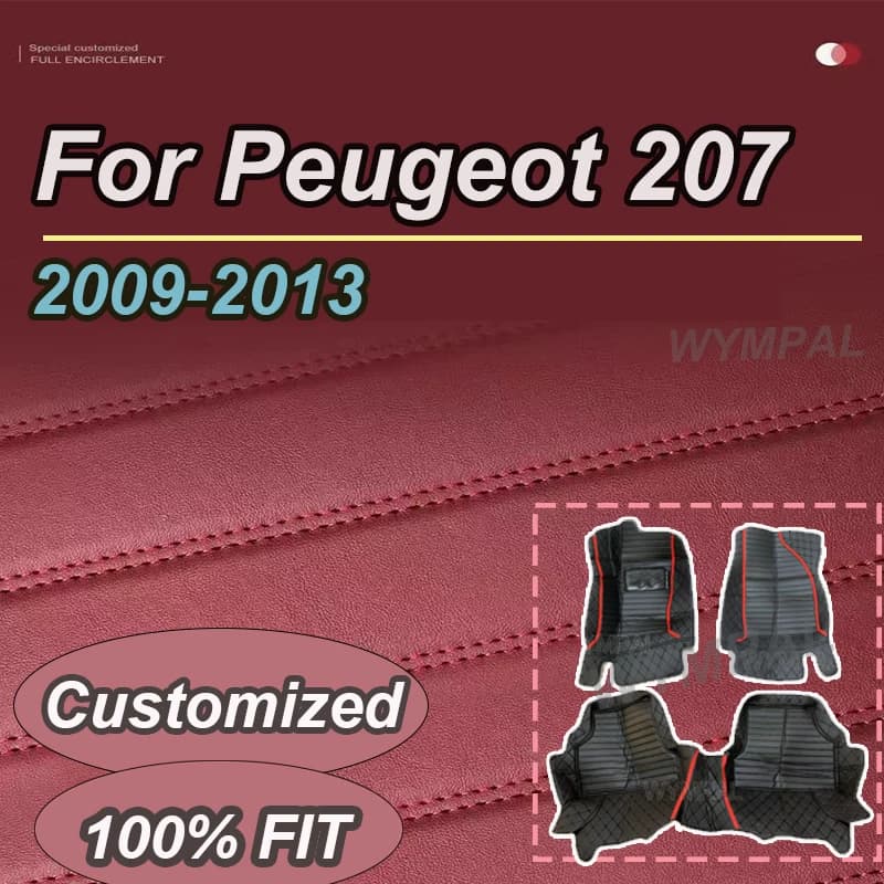 LUSSO custom car mats for Peugeot 207 2009 2010 2011 2012 2013 luxury leather auto