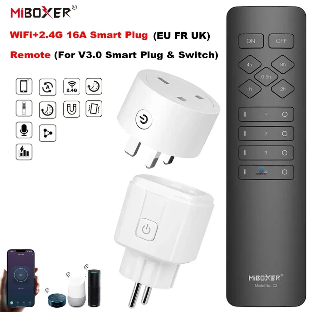 Miboxer C2 Remote 2.4G 16A WiFi Intelligent Plug EU FR UK Tuya Intelligent Life APP Energy consumption RF Wireless Dimmer