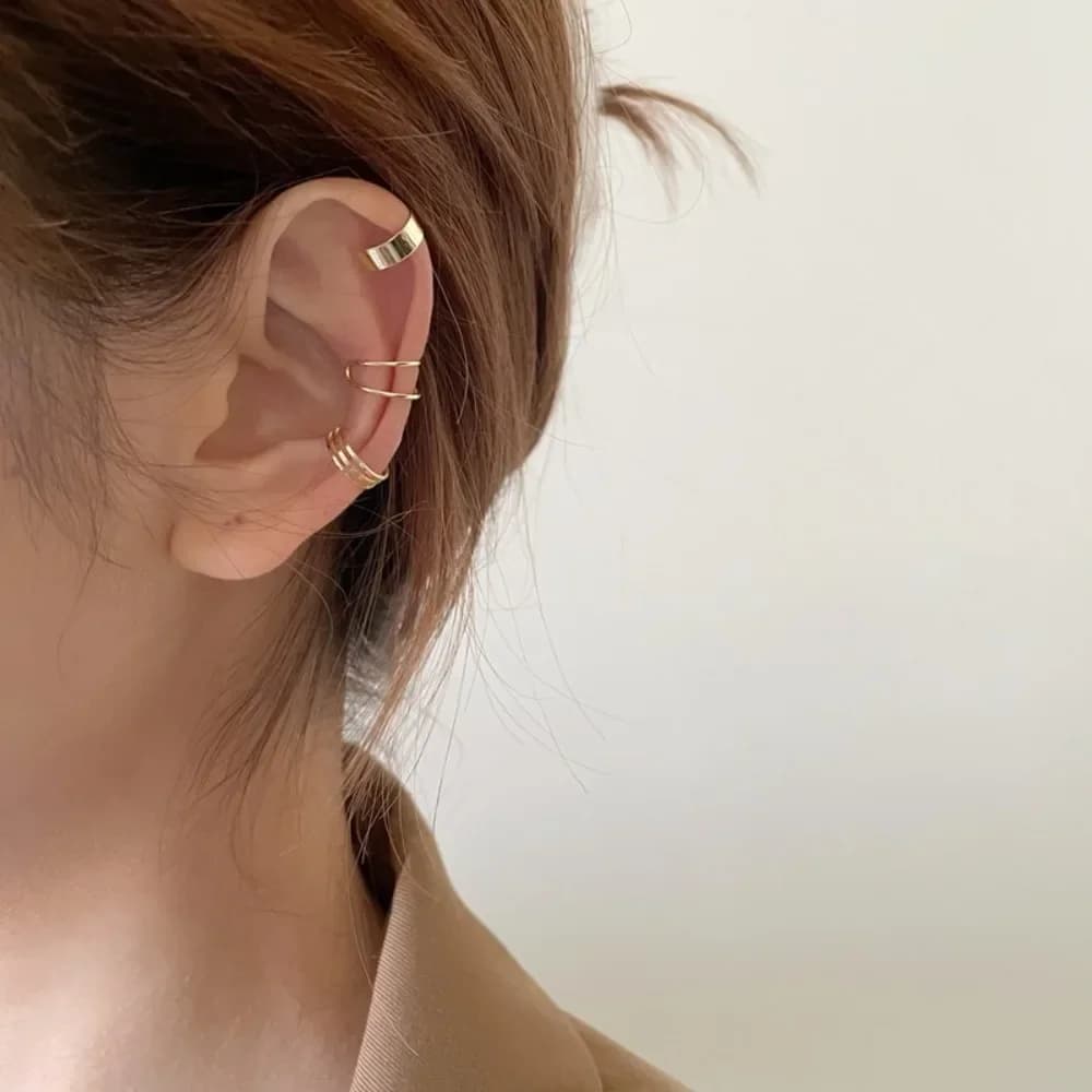 3pcs Set Fake Piercing Multilayer Circle Korea Asymmetry Clip on Earrings for Women Trendy Personality Ear Cuff Jewellery Gifts