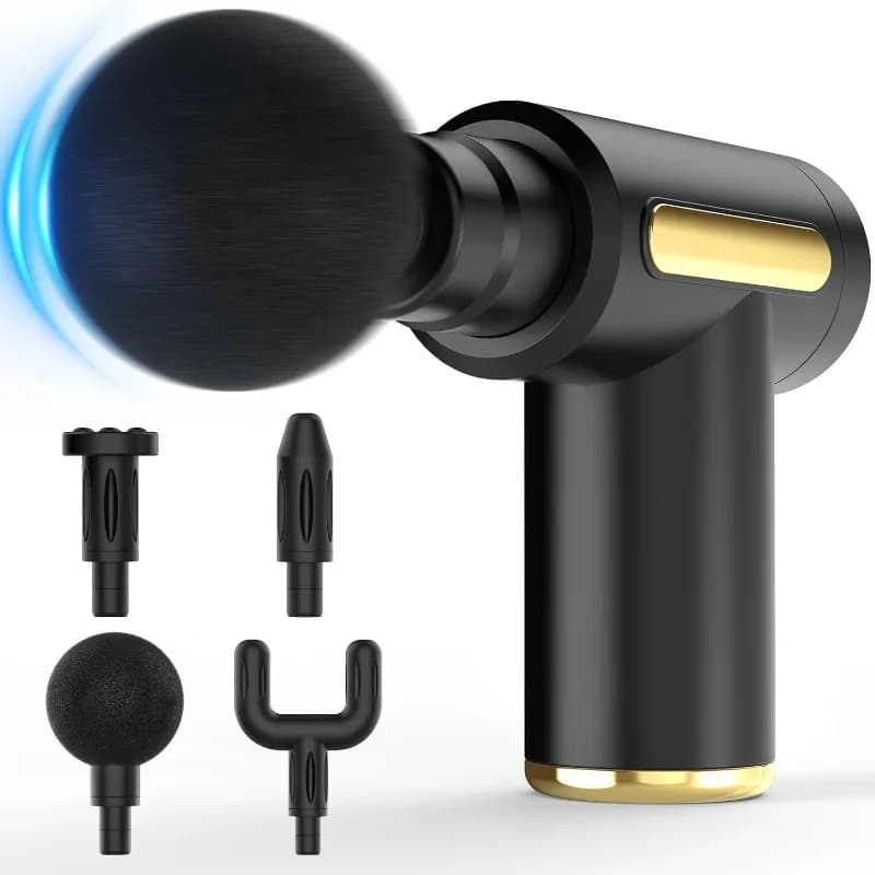 Mini pistola da massaggio da viaggio: percussioni dei tessuti profondi, sollievo dal dolore completo del corpo, regalo unisex ideale (nero)