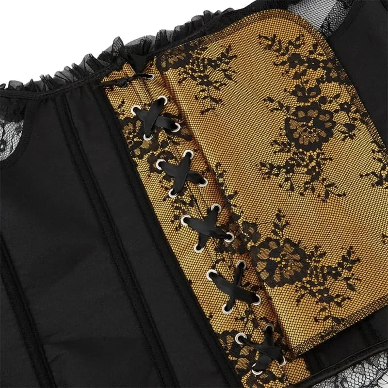2026 Corset and Bustier with Long Sleeve Lace Up Breathable Bodyshaper Corsetto Steampunk Corsets Dance Party E98FX