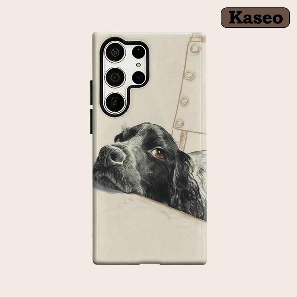 Kaseo Phone Case for Samsung Galaxy S26 S25 Ultra S24 S23 Ultra Plus Shockproof Double Layer Sketchbook Spaniel Snuggle Cover
