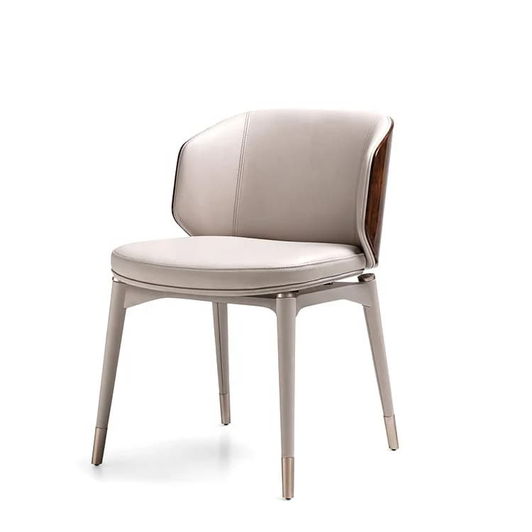 Sedie da Pranzo di Nuovo Design, Sedia da Pranzo in Pelle Bianca, Mobili Durevoli con Gambe in Metallo, Sedia da Sala da Pranzo di Lusso in Legno