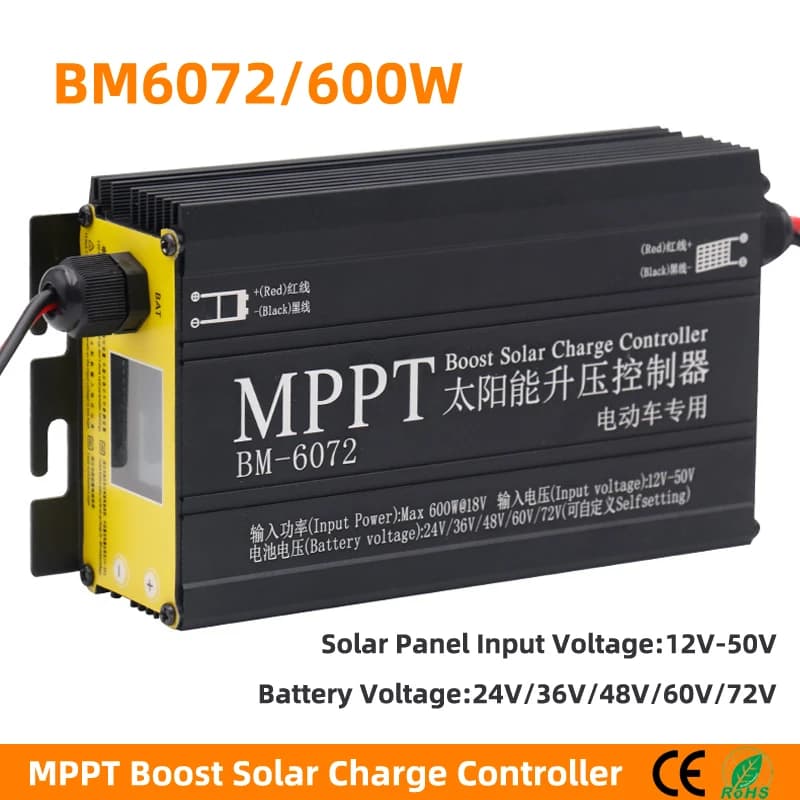 Recentemente 300W 400W 600W MPPT Boost Regolatore di carica solare per 24V 36V 48V 60V 72V Sistema batteria Pannello solare 12-50V tensione di ingresso