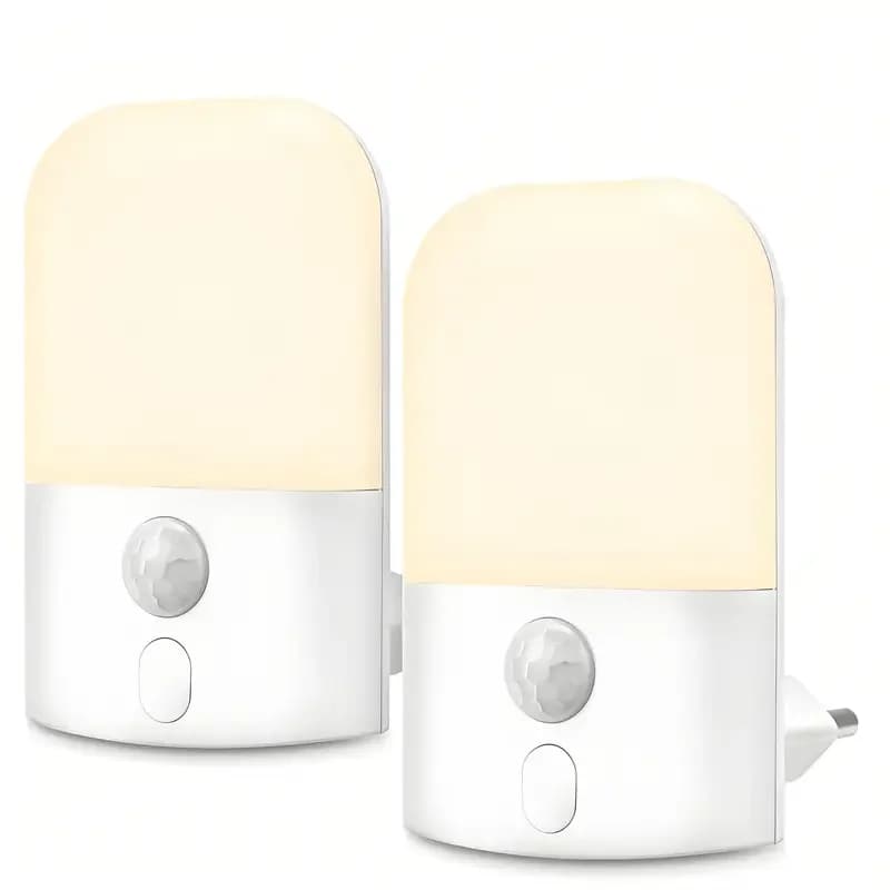 Luce Notturna da Presa con Sensore di Movimento, Lampada Notturna Plug-in Luminosa e Dimmerabile, Luce LED Intelligente Bianca Calda con Luminosità Regolabile