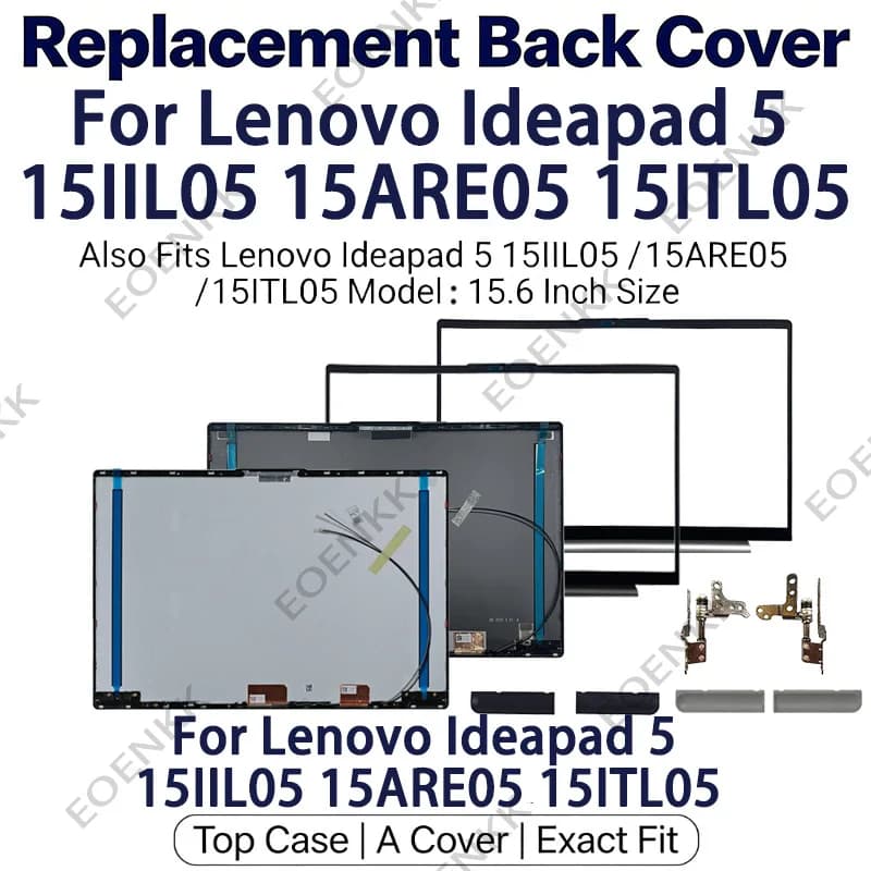 For Lenovo Ideapad 5 15IIL05 15ARE05 15ITL05 15ALC05 Laptop Back Cover Front Bezel with Hinges Replacement Kit LCD Top Case