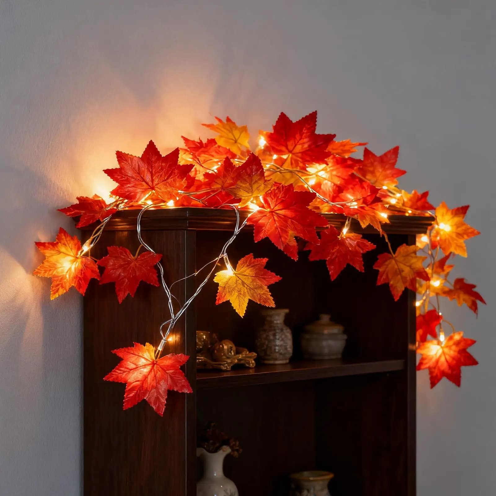 Luci a corda con foglie d'acero 8 modalità Luci a LED ambientali azionate tramite USB impermeabili per decorazioni per il Ringraziamento autunnale all'aperto di Halloween