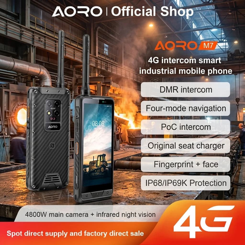 DMR Walkie Talkie Phone Two Way Radio Aoro M7 Android 14 GSM PTT POC Explosion Proof Phone