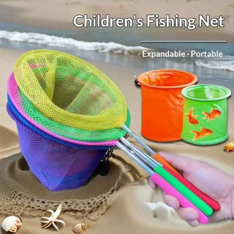 New Retractable Fishing Net Butterfly Dragonfly Net Anti-Slip Grip Pole Outdoor Portable Kids Fishing ToysAcc