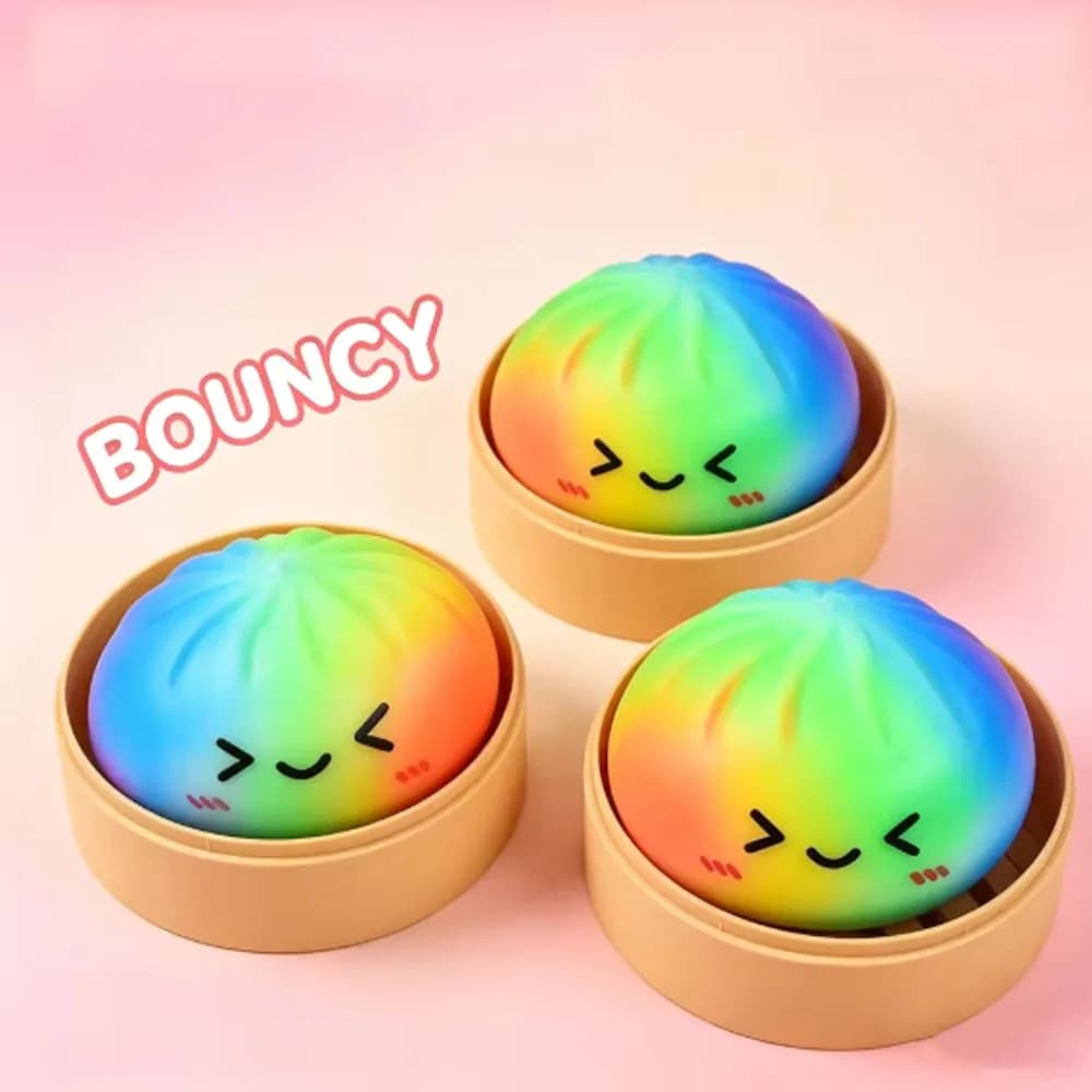 @Realistic Giant Dumpling Squeeze Toy With Bamboo Steamer Soft Dough Ball Decompression Fidget Toy Funny Creative Gift