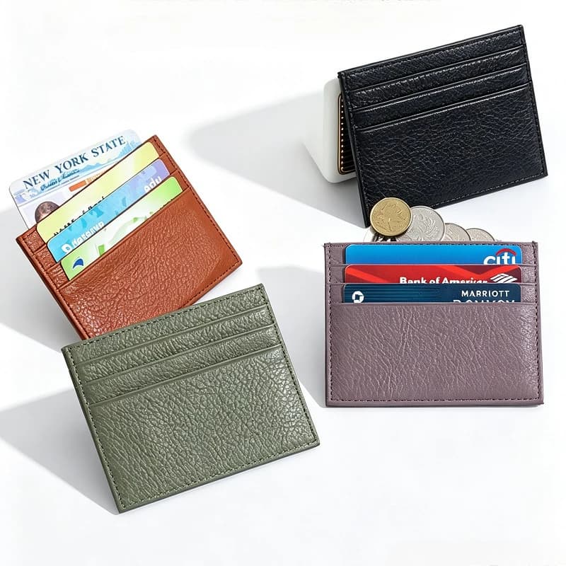 Lightweight Full Grain Cowhide Multi Slots Card Sleeve, Portable Thin Leather Credit Card Holder for Daily Commute Travel