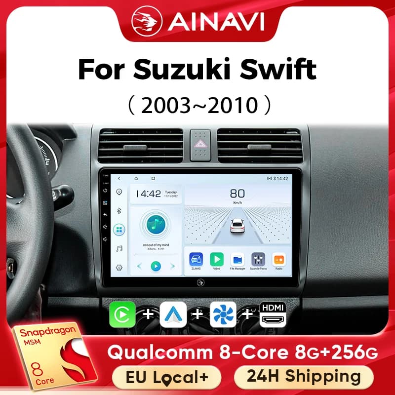 Lettore multimediale per auto Ainavi per Suzuki Swift 2003 2005 2006 2008 2010 Wireless Carplay Android Auto 4G Wifi 2din