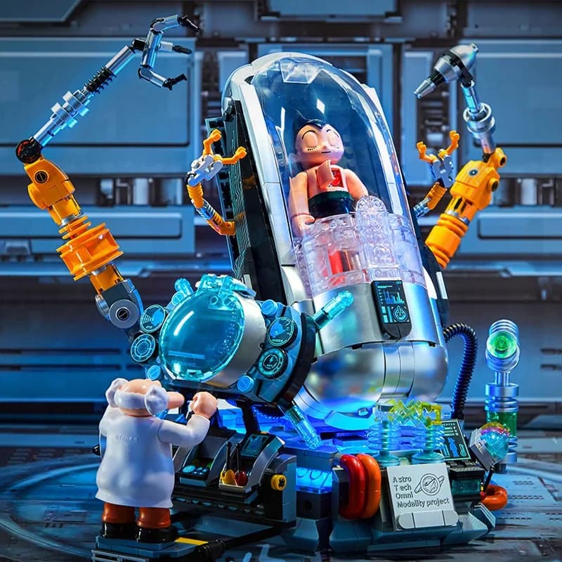 Iron Arm Astro Boy Building Blocks Boy Assembling Children's Toy Robot Lighting Model Gift Collection Construction Gift