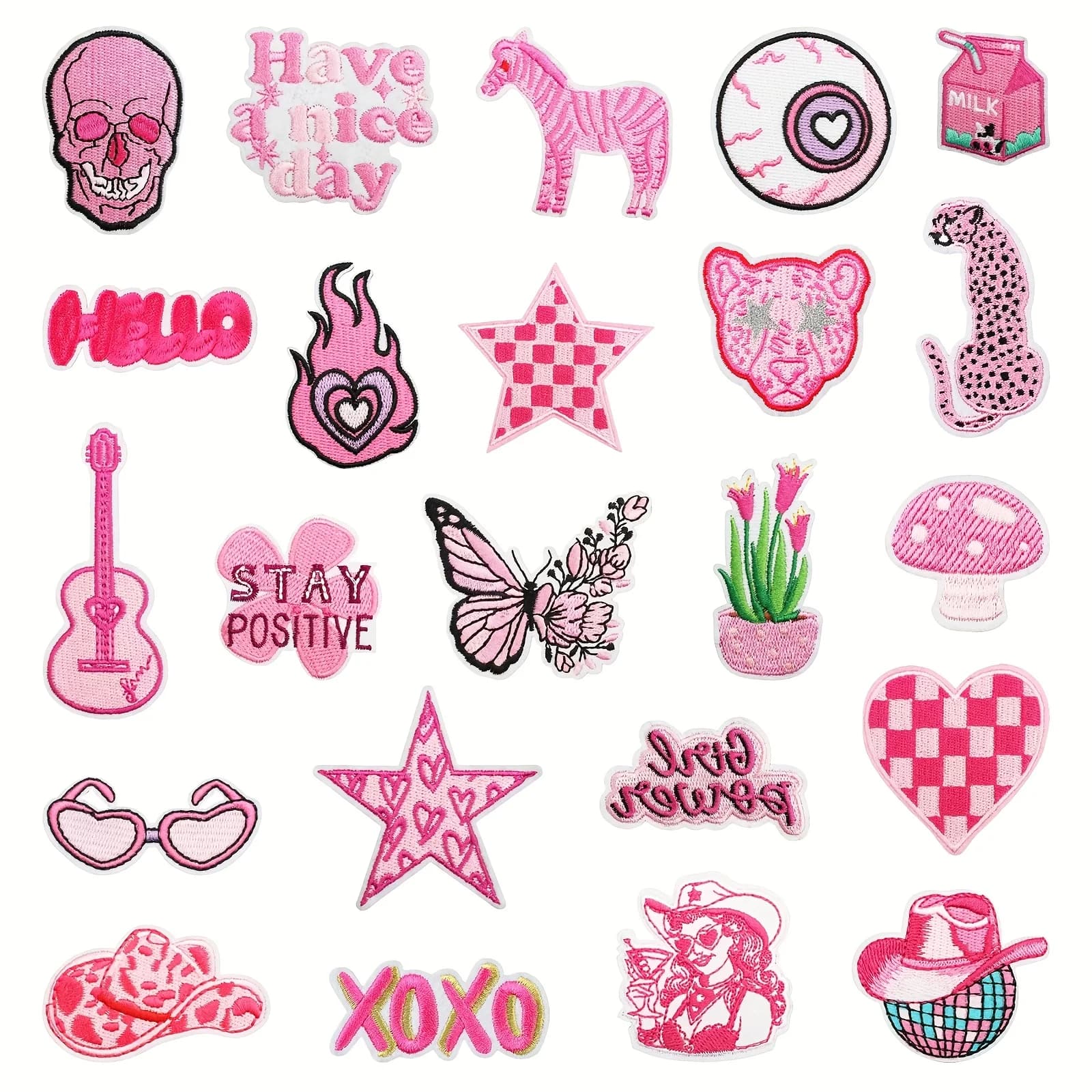 25 toppe termoadesive rosa preppy Western Cowgirl per cappelli, abbigliamento, zaini e jeans - Toppe ricamate per cappelli da camionista